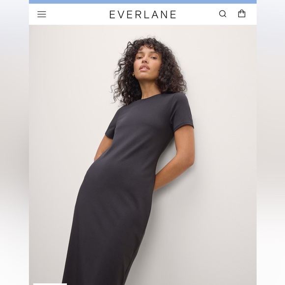 Everlane Dresses & Skirts - Everlane Form dress Black Sheath Midi Dress Crew Neck Short Sleeve xs